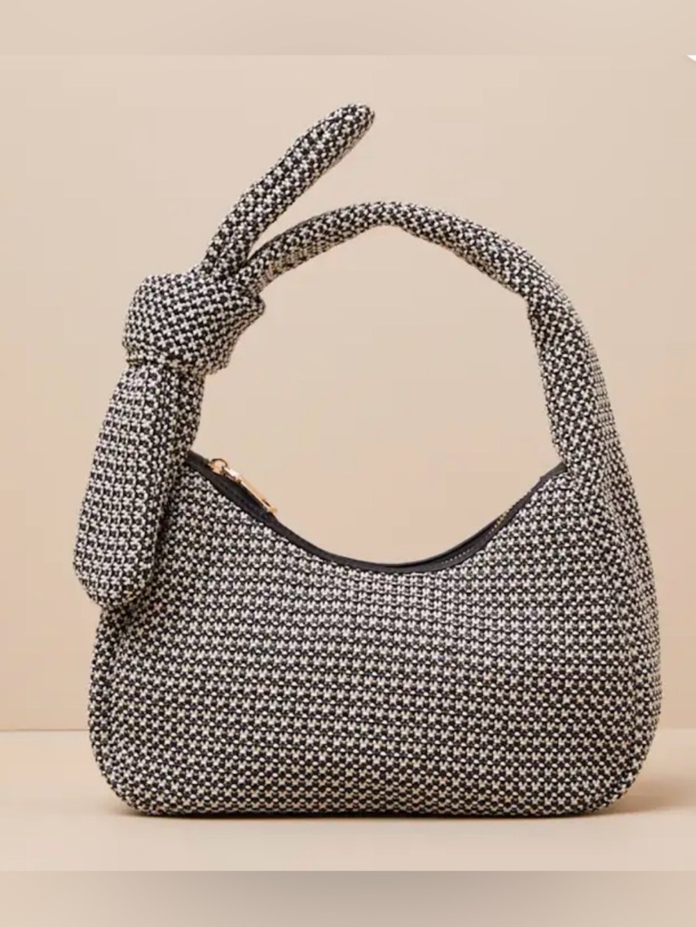 Lulus Black White Woven Knotted Handbag NWT Chic Mini Shoulder Bag